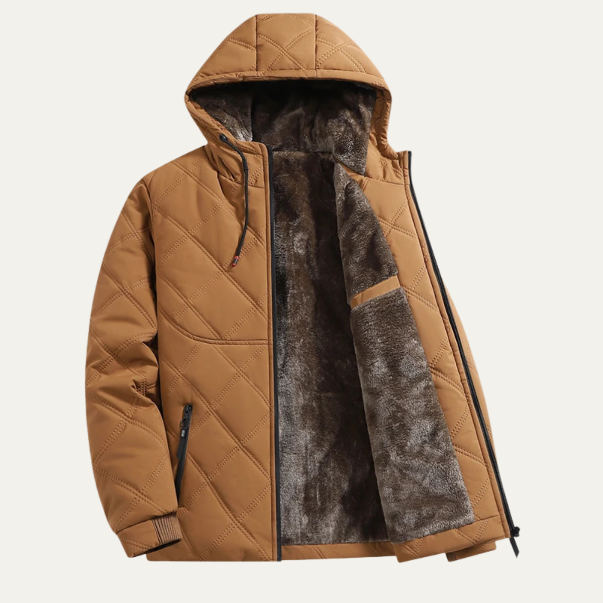 VogeLuxe | Veste à capuche matelassée en peluche pour homme 12