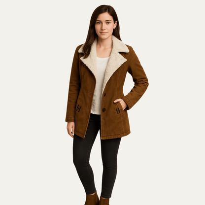 Veste Sherpa Femme Doublée avec Boutons