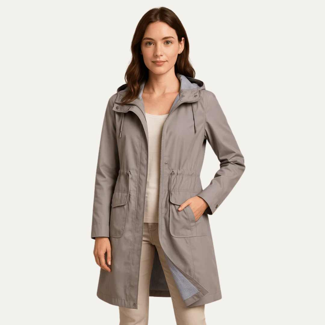 Veste parka femme à capuche ajustable et cordon de serrage