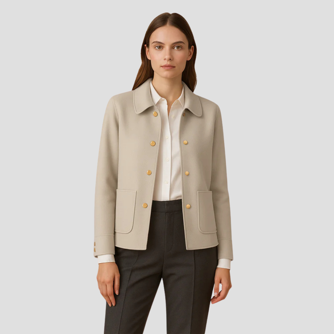 VogeLuxe | Veste blazer courte à boutons dorés pour femme 2