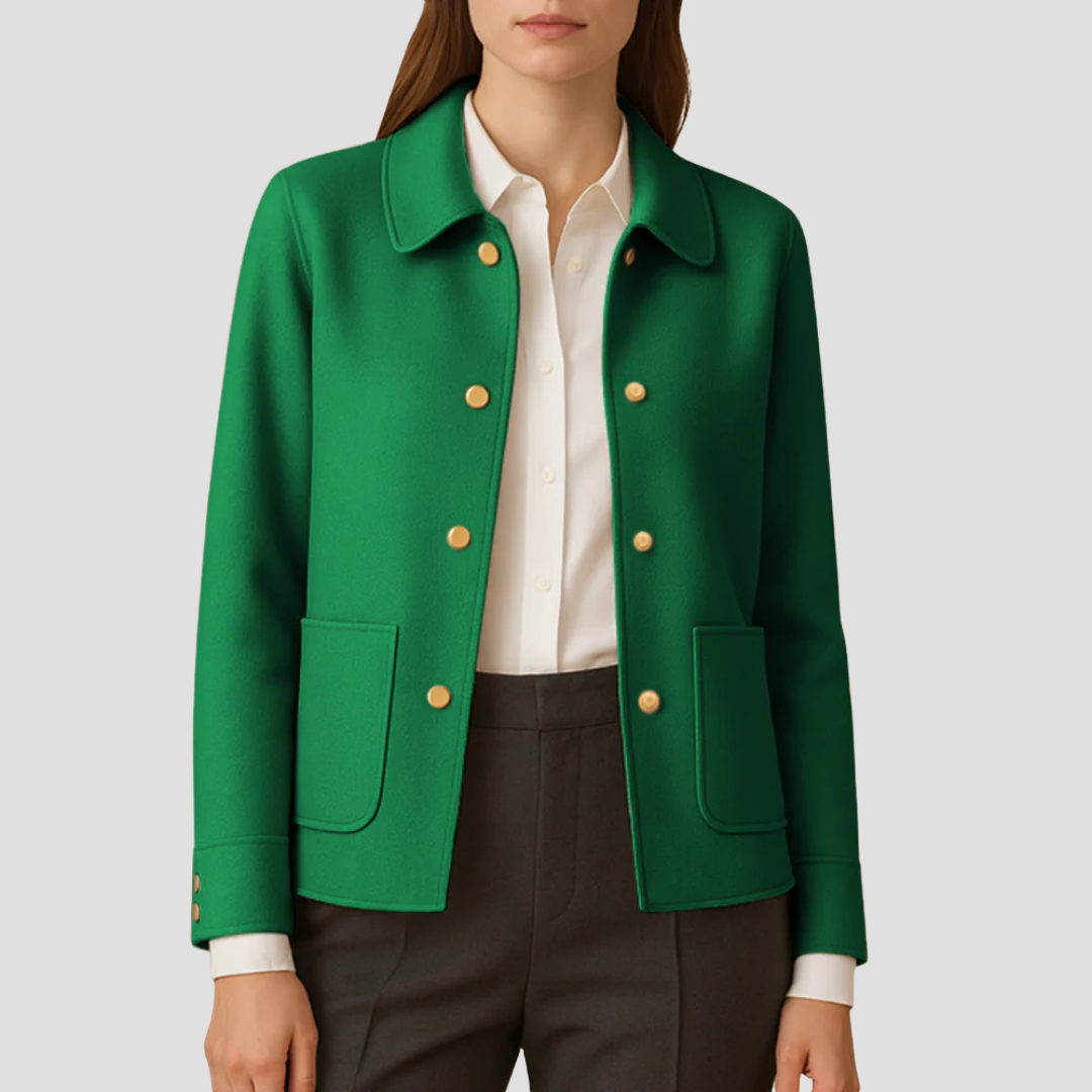 VogeLuxe | Veste blazer courte à boutons dorés pour femme 7