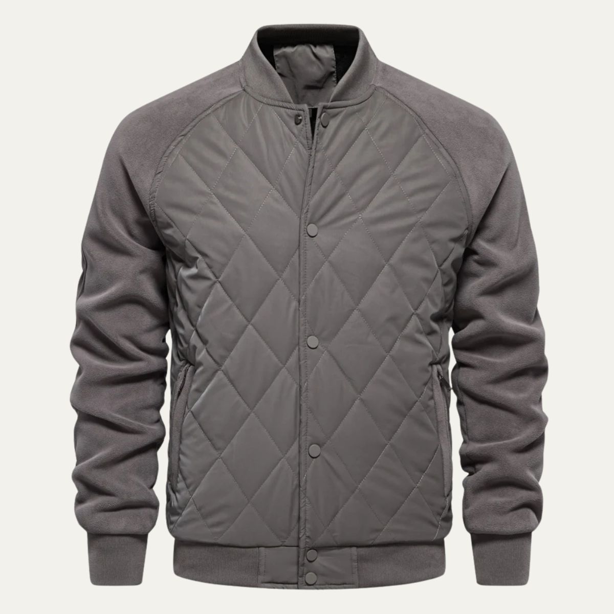 Blouson Bomber Matelassé Noir et Rouge