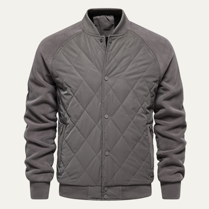 Blouson Bomber Matelassé Noir et Rouge