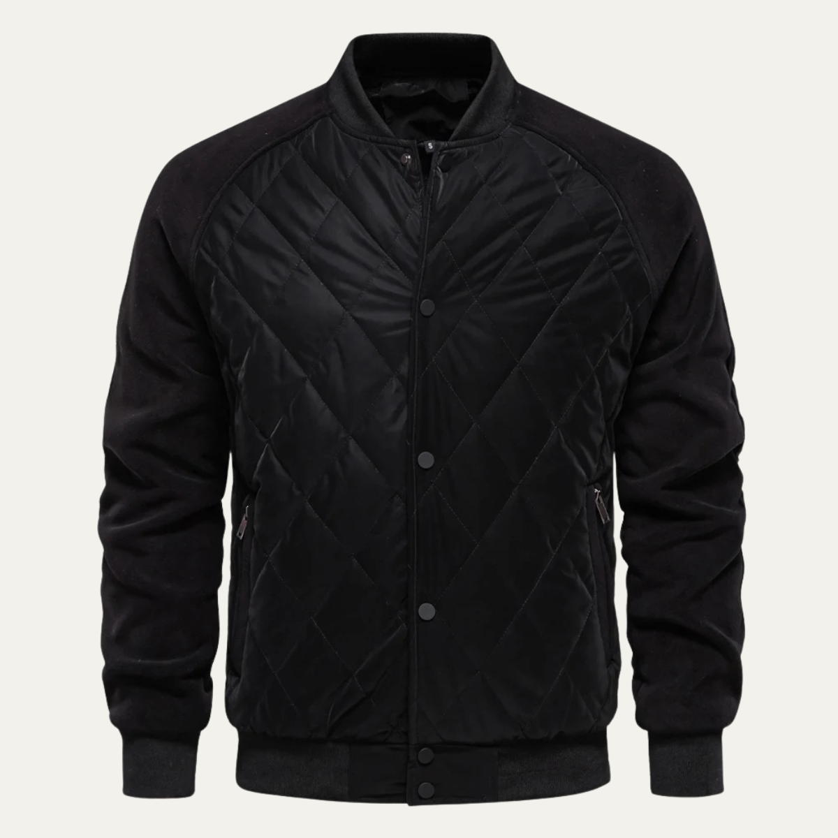 Blouson Bomber Matelassé Noir et Rouge