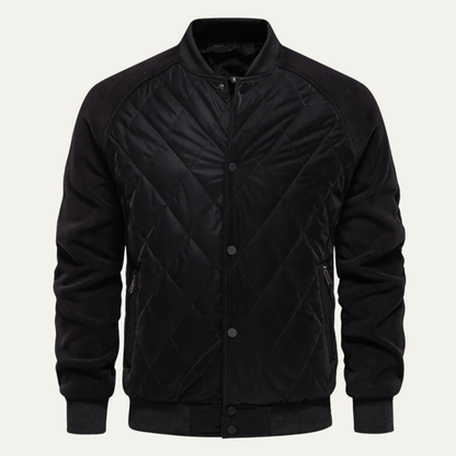 Blouson Bomber Matelassé Noir et Rouge
