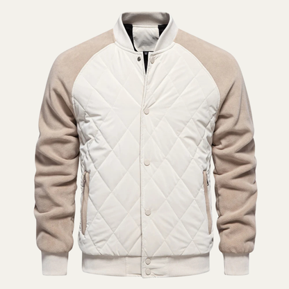 Blouson Bomber Matelassé Noir et Rouge
