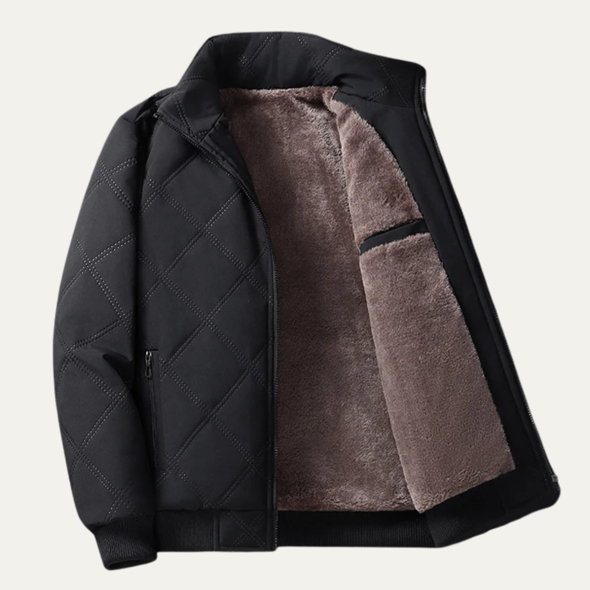 VogeLuxe | Veste bomber matelassée en fausse fourrure pour homme 0