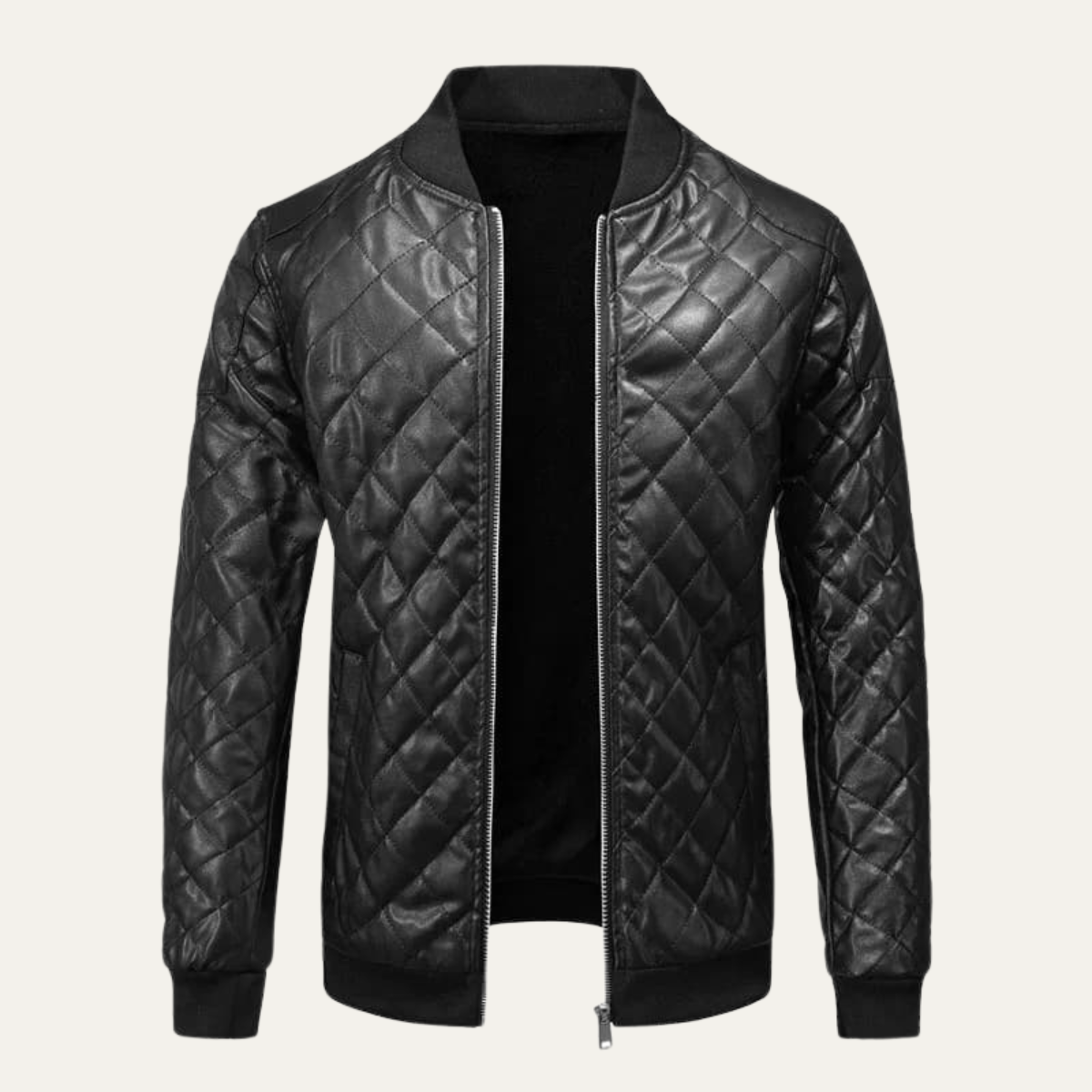 Veste bomber matelassée cuir synthétique homme hiver