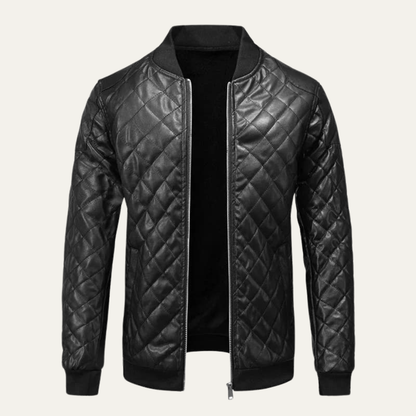 Veste bomber matelassée cuir synthétique homme hiver