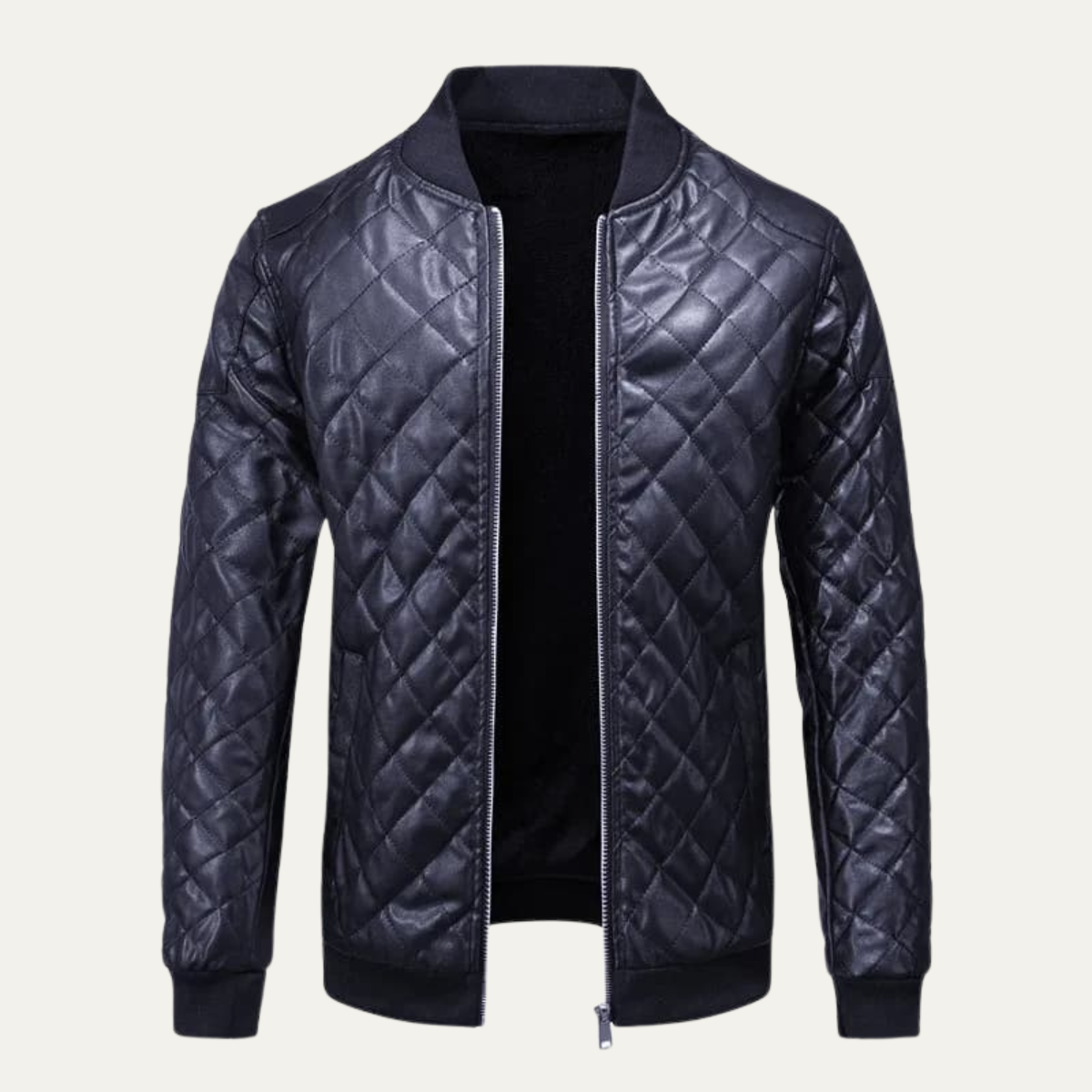 Veste bomber matelassée cuir synthétique homme hiver