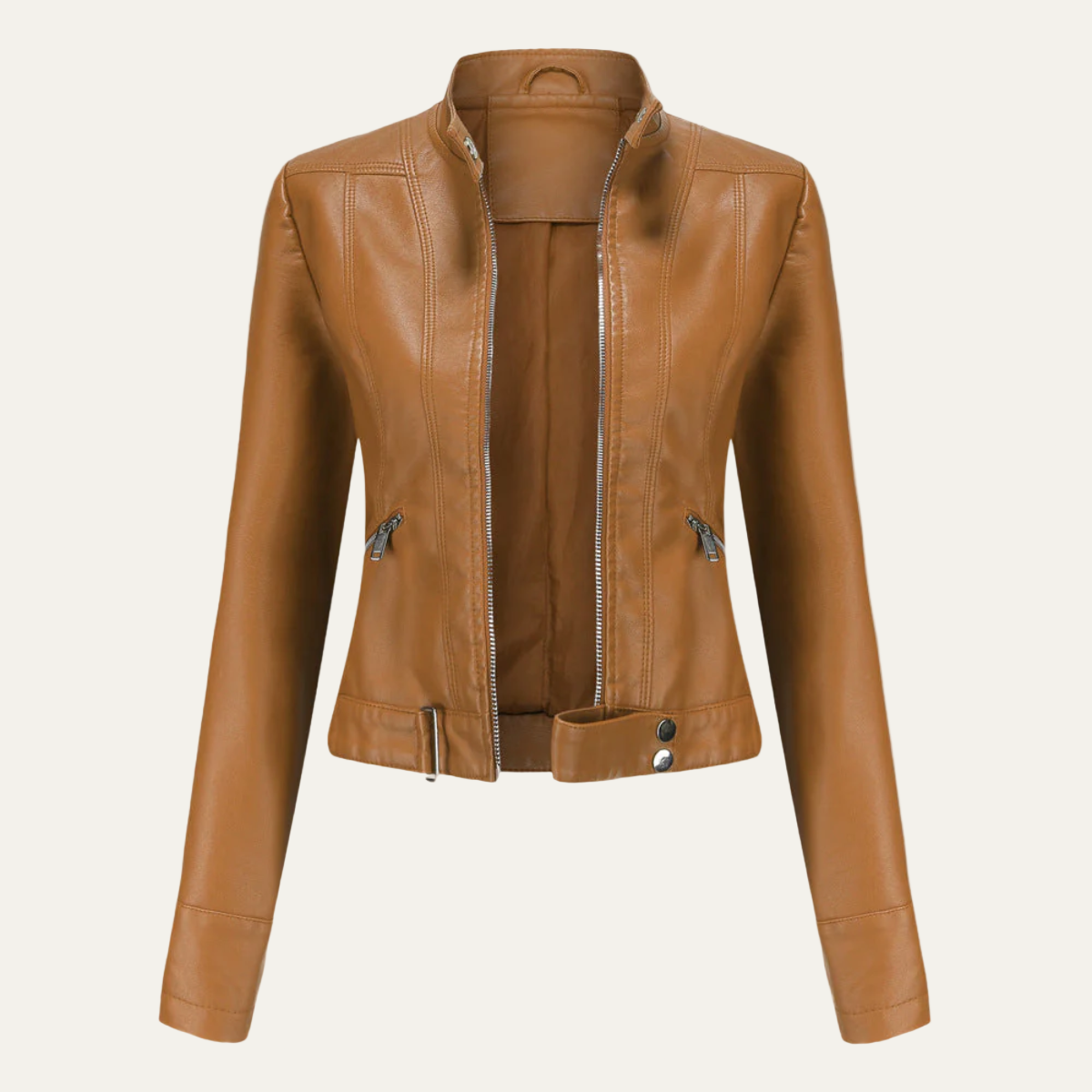 Veste en cuir synthétique femme élégante et ajustée