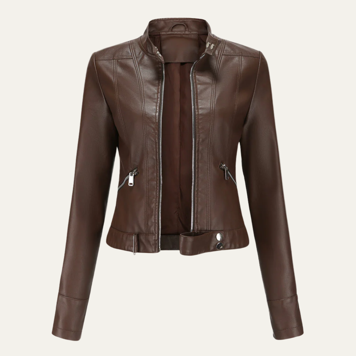 Veste en cuir synthétique femme élégante et ajustée