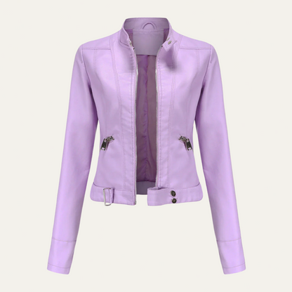 Veste en cuir synthétique femme élégante et ajustée