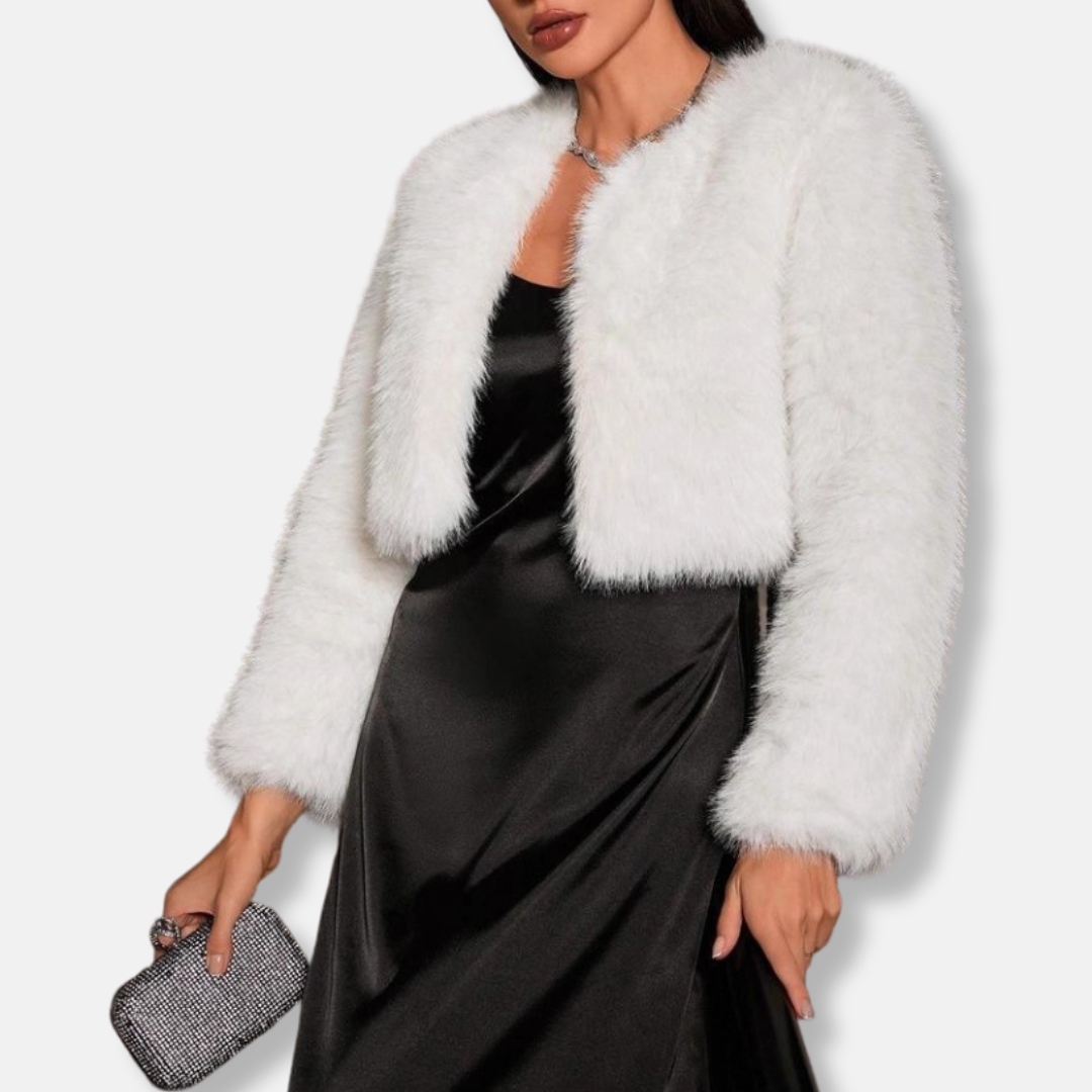 Veste femme courte en fausse fourrure douce et chaude