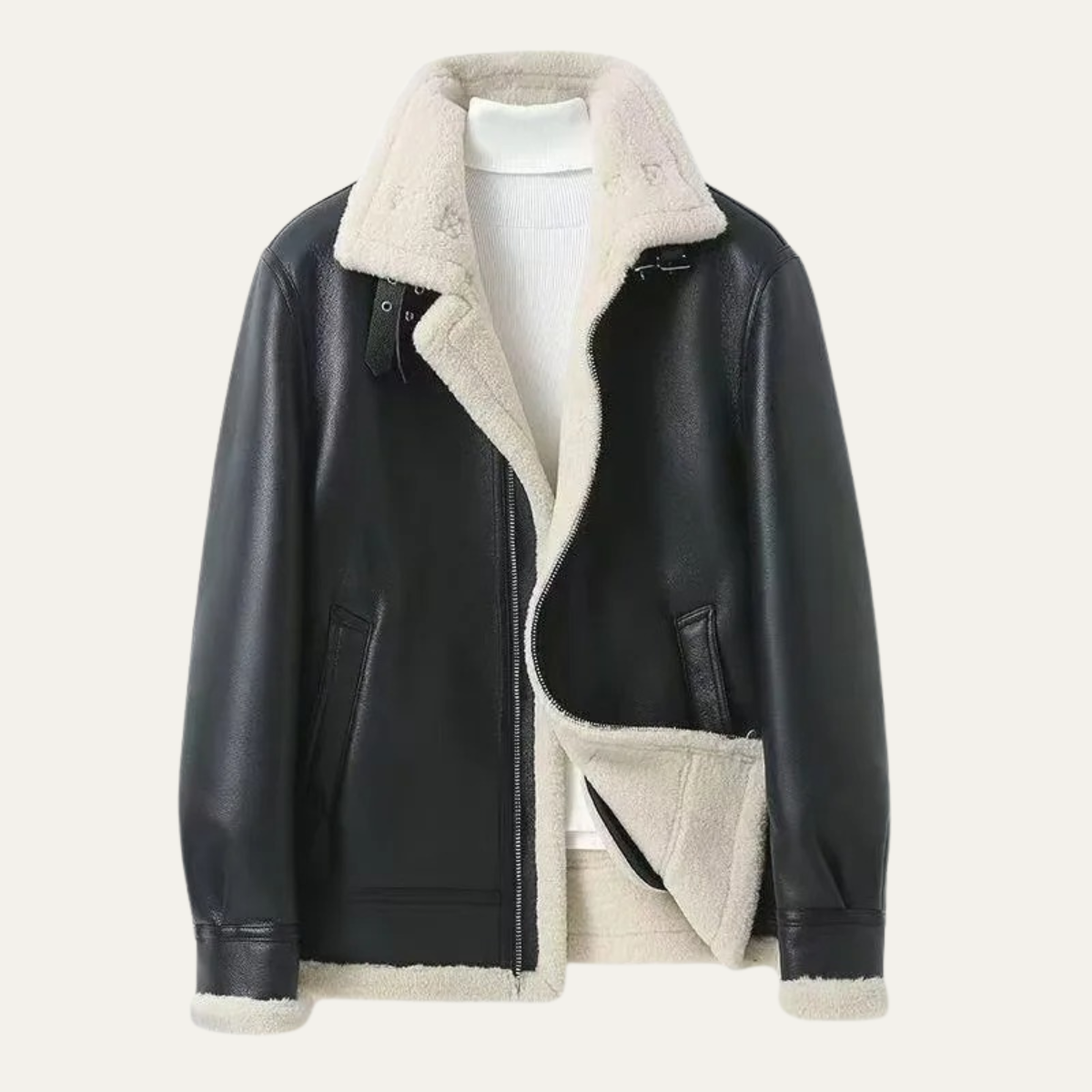 Veste en peau de mouton doublée pour homme hiver chaud - PanierRoyale