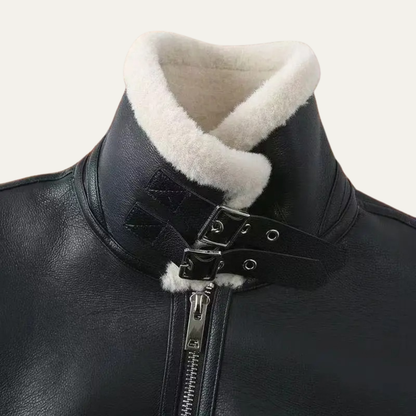 VogeLuxe | Veste d'aviateur d'hiver doublée en peau de mouton retournée pour homme 3