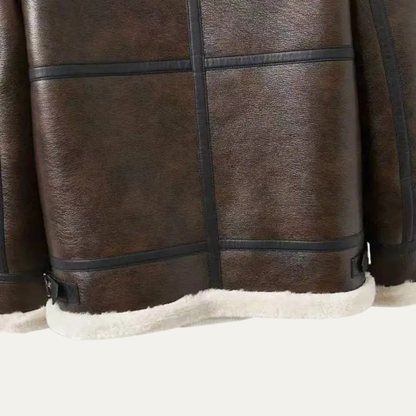 VogeLuxe | Veste d'aviateur d'hiver doublée en peau de mouton retournée pour homme 5