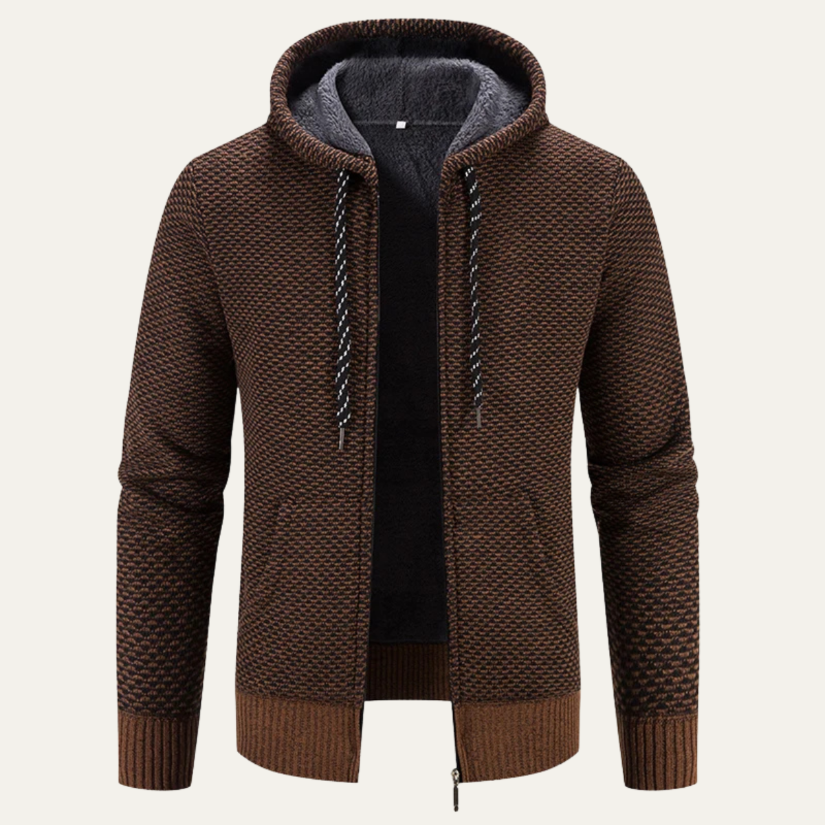 VogeLuxe | Veste d'hiver à capuche zippée en sherpa pour homme 0