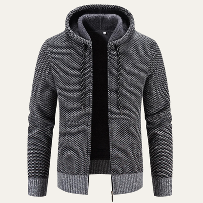 VogeLuxe | Veste d'hiver à capuche zippée en sherpa pour homme 3