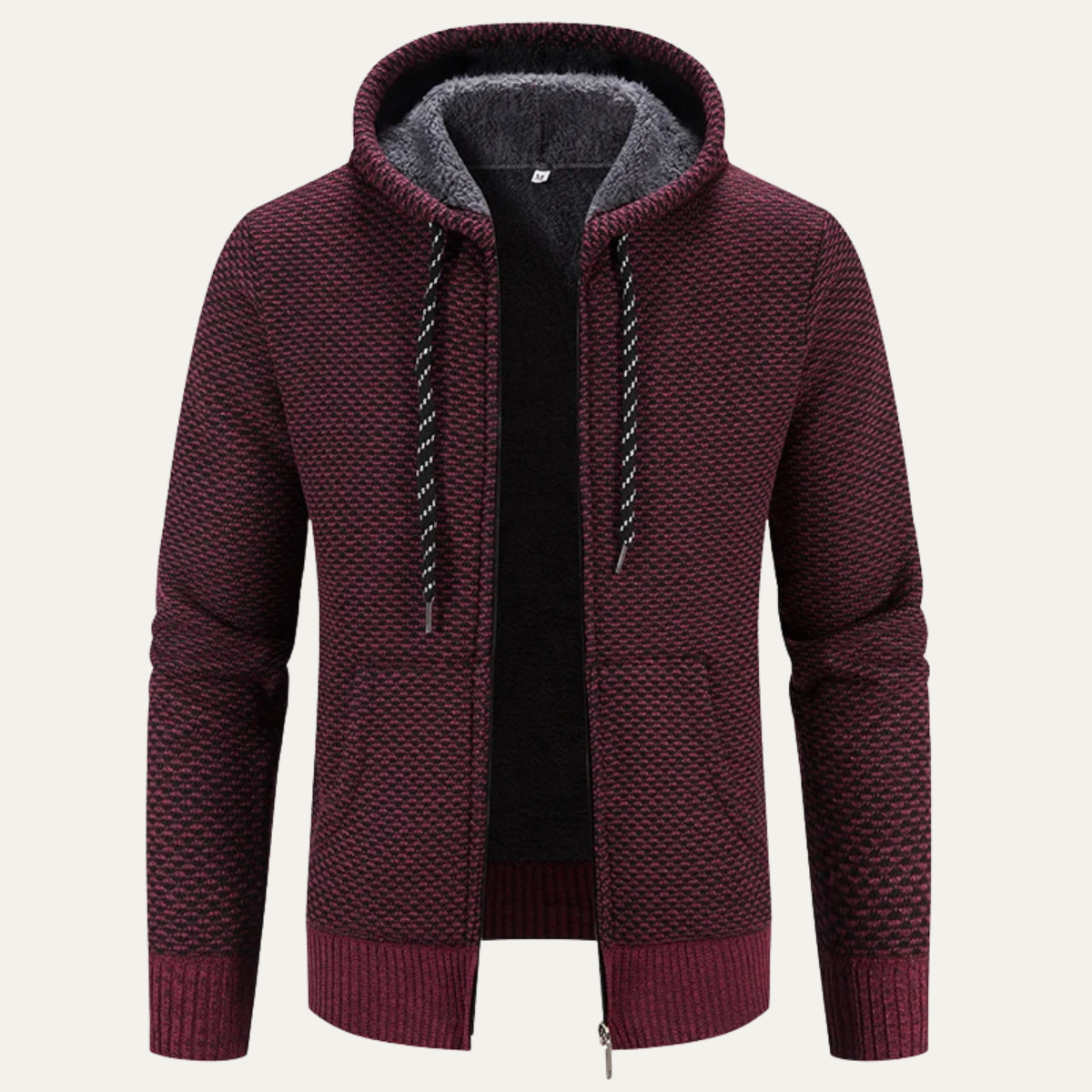 VogeLuxe | Veste d'hiver à capuche zippée en sherpa pour homme 4