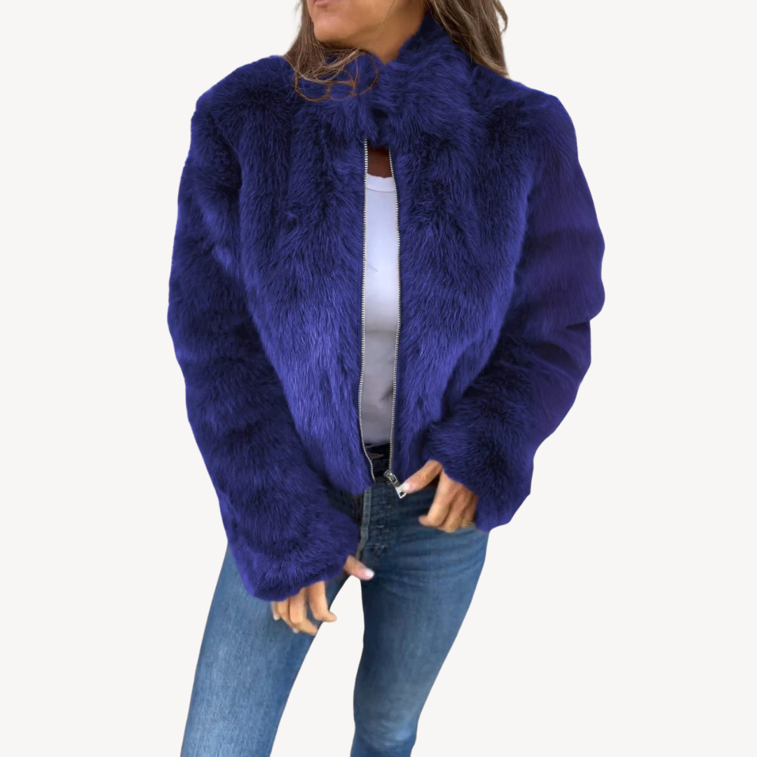 Veste femme hiver chaude et douce en faux fur