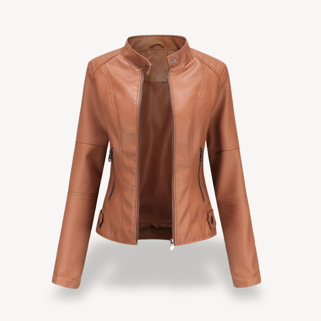 VogeLuxe | Veste de motard classique en cuir pour femme 0