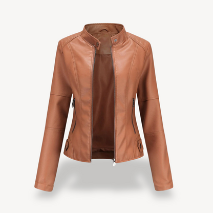 VogeLuxe | Veste de motard classique en cuir pour femme 0