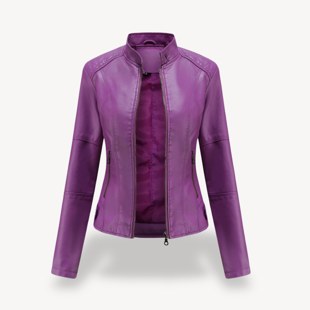VogeLuxe | Veste de motard classique en cuir pour femme 1