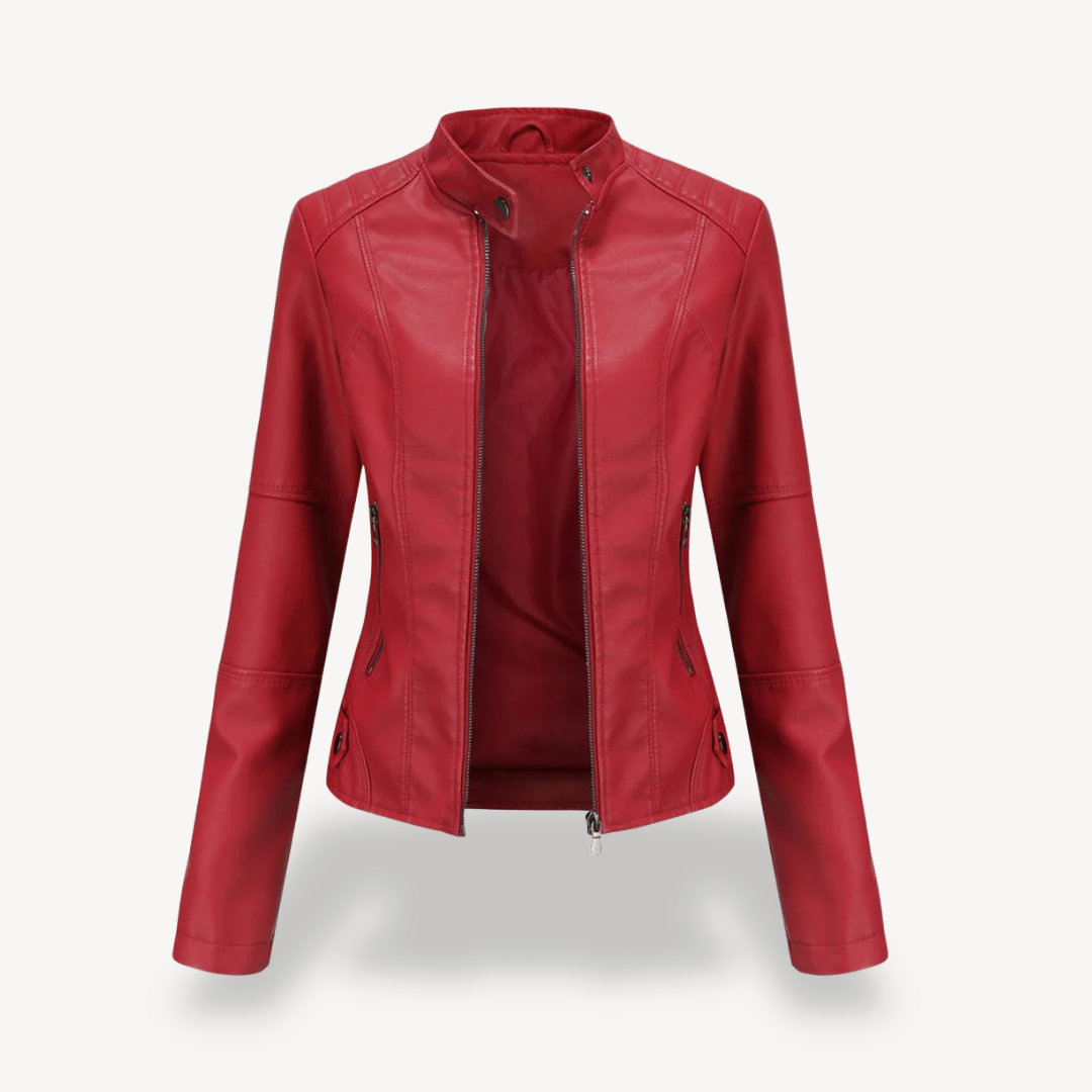 VogeLuxe | Veste de motard classique en cuir pour femme 4