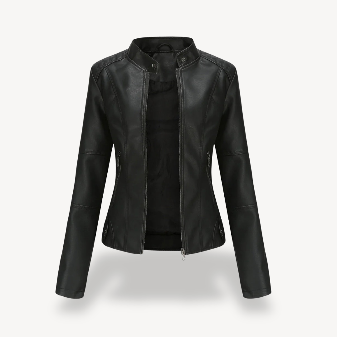 VogeLuxe | Veste de motard classique en cuir pour femme 5