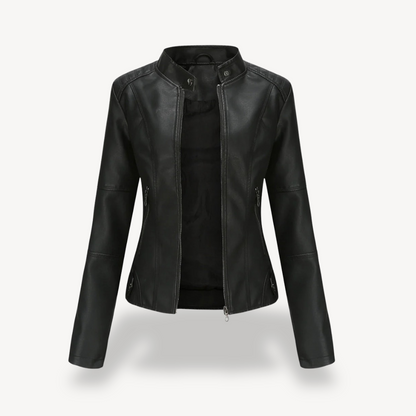VogeLuxe | Veste de motard classique en cuir pour femme 5