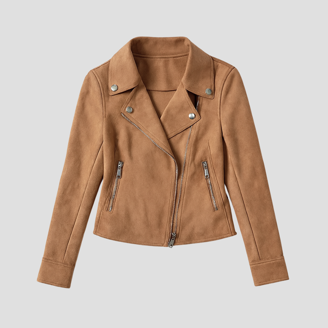 VogeLuxe | Veste de motard courte en daim pour femme 1