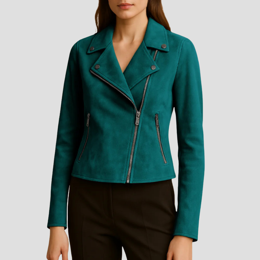 Veste cuir femme moto courte et élégante