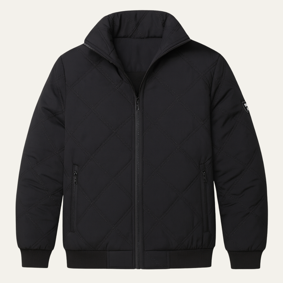 VogeLuxe | Veste de motard matelassée à col montant pour homme 1