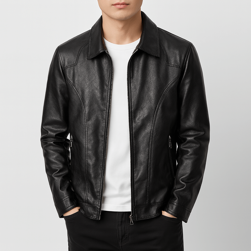 Blouson Cuir Homme Classique et Élégant - PanierRoyale