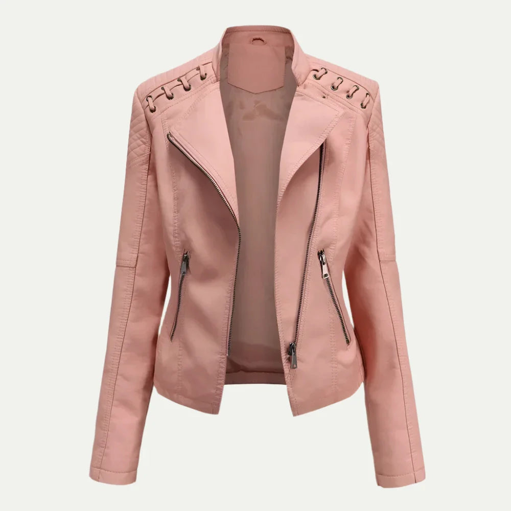 VogeLuxe | Veste de moto asymétrique en similicuir pour femme 6