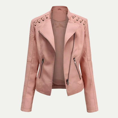 VogeLuxe | Veste de moto asymétrique en similicuir pour femme 6