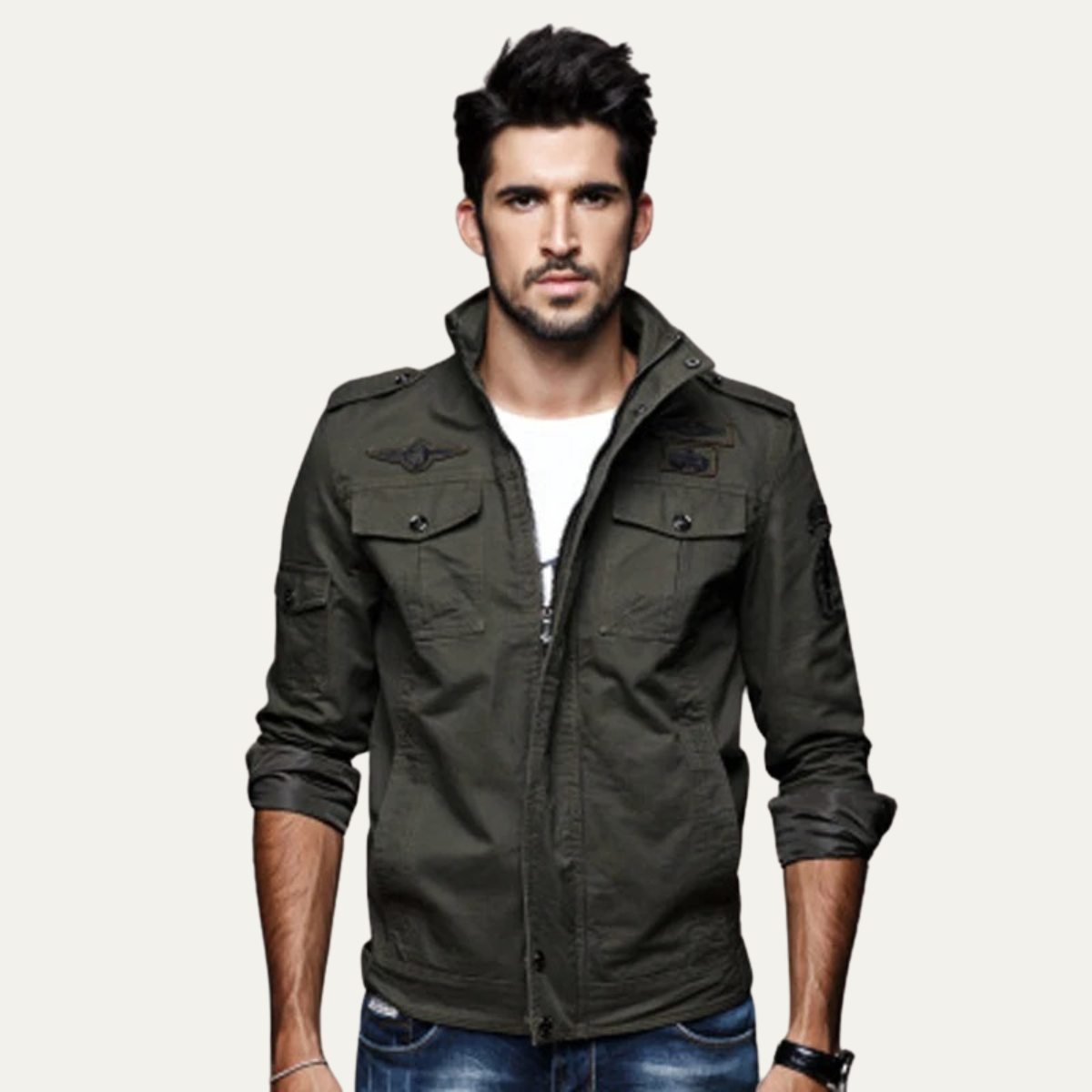 VogeLuxe | Veste en coton style militaire pour homme 1