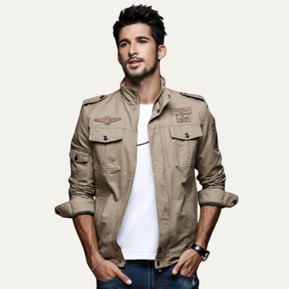 VogeLuxe | Veste en coton style militaire pour homme 2