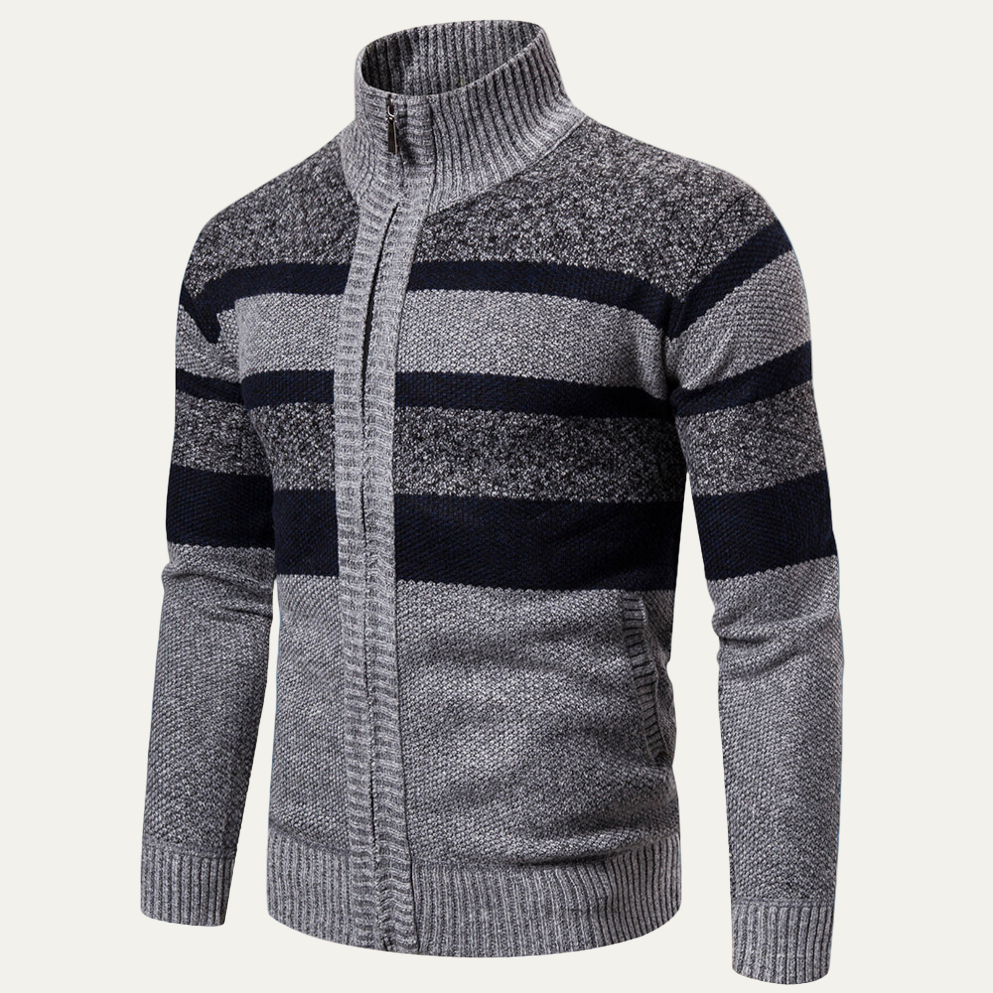 VogeLuxe | Veste en maille zippée pour homme à motif rayé 3