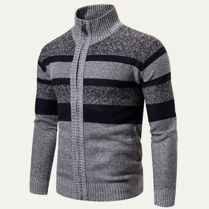 VogeLuxe | Veste en maille zippée pour homme à motif rayé 3