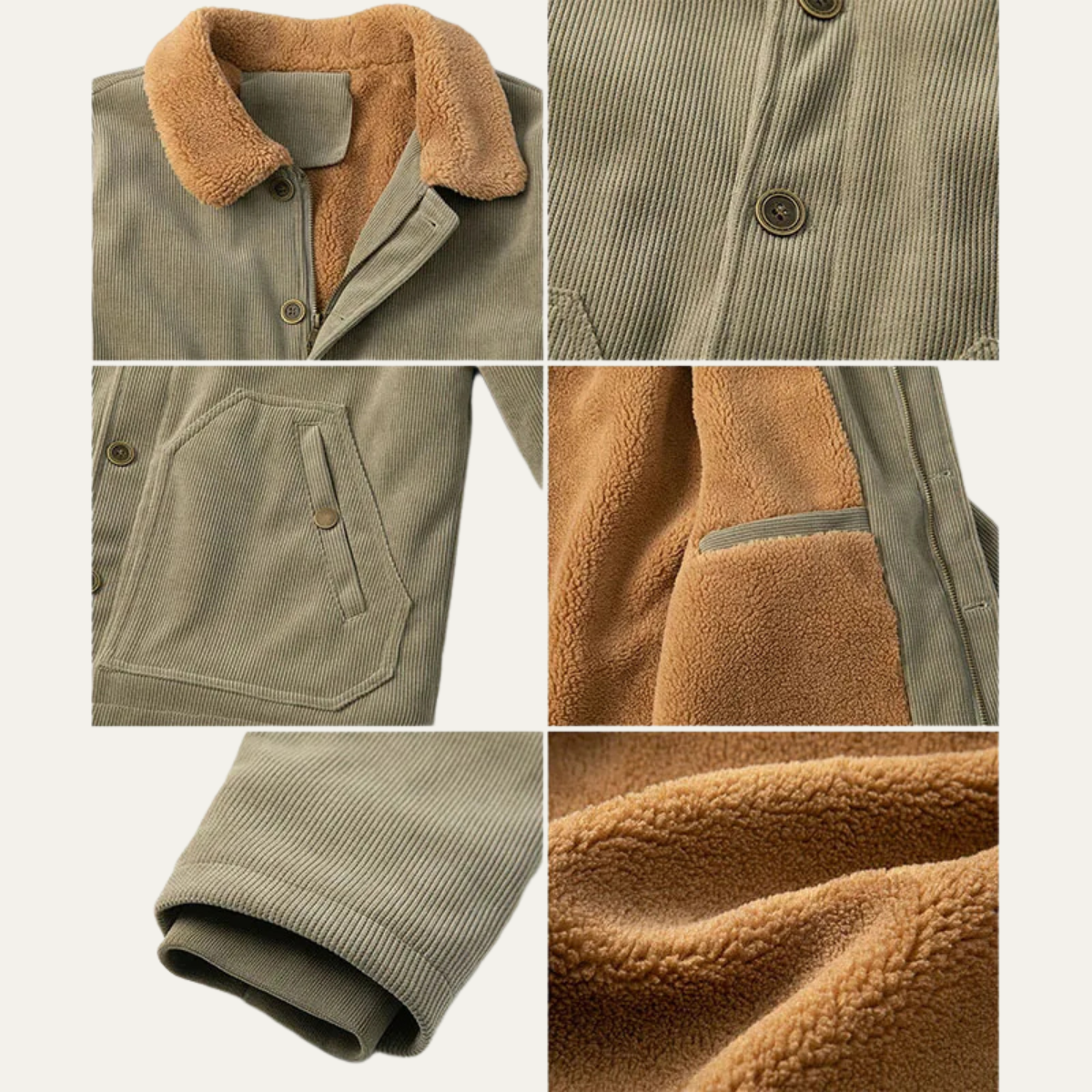 VogeLuxe | Veste homme en velours côtelé avec doublure et col en sherpa 3