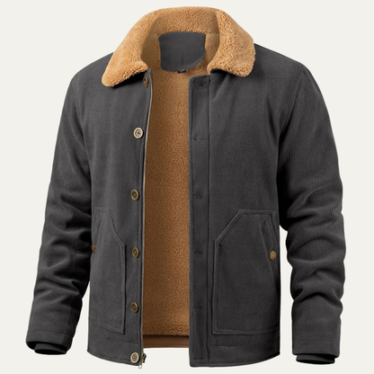 VogeLuxe | Veste homme en velours côtelé avec doublure et col en sherpa 9