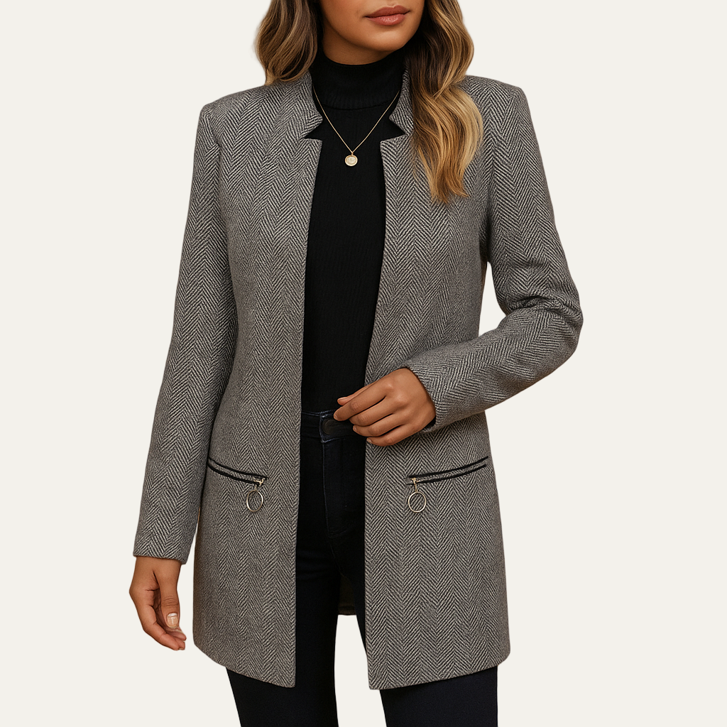 VogeLuxe | Veste longue à chevrons pour femme 0