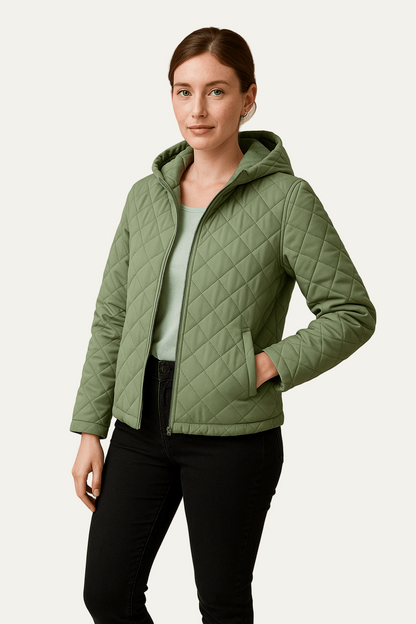 Veste d'hiver matelassée femme à capuche chaude