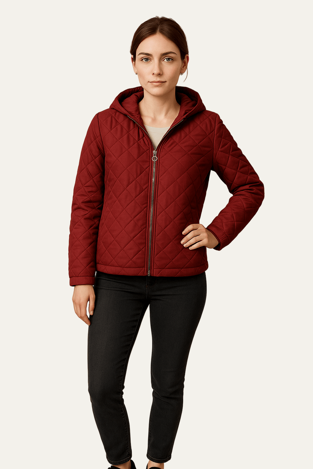 Veste d'hiver matelassée femme à capuche chaude