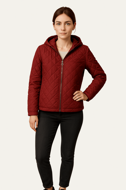 Veste d'hiver matelassée femme à capuche chaude