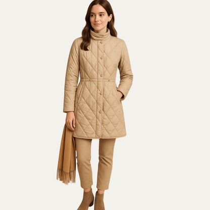 VogeLuxe | Veste matelassée à losanges pour femme avec boutons 0