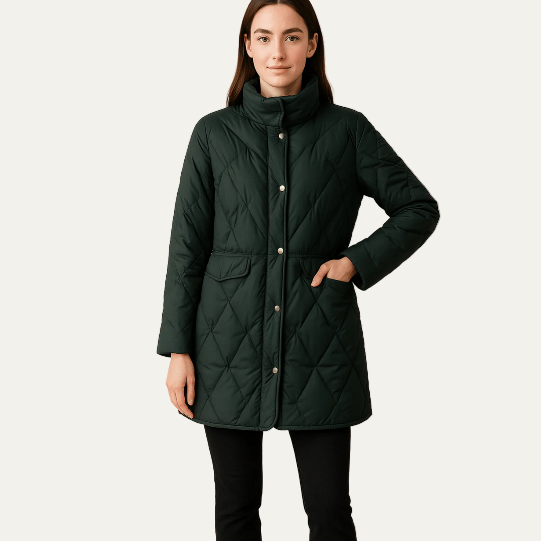 Veste matelassée losangée femme hiver chaud avec fermeture boutons