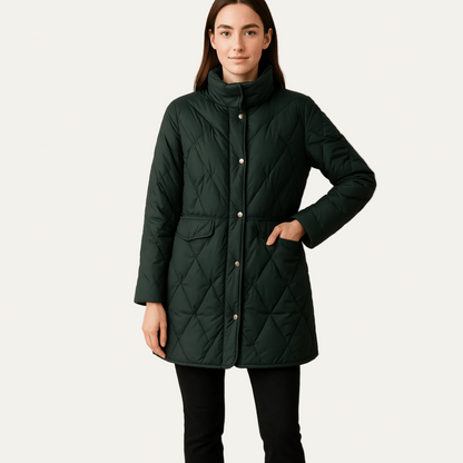 Veste matelassée losangée femme hiver chaud avec fermeture boutons